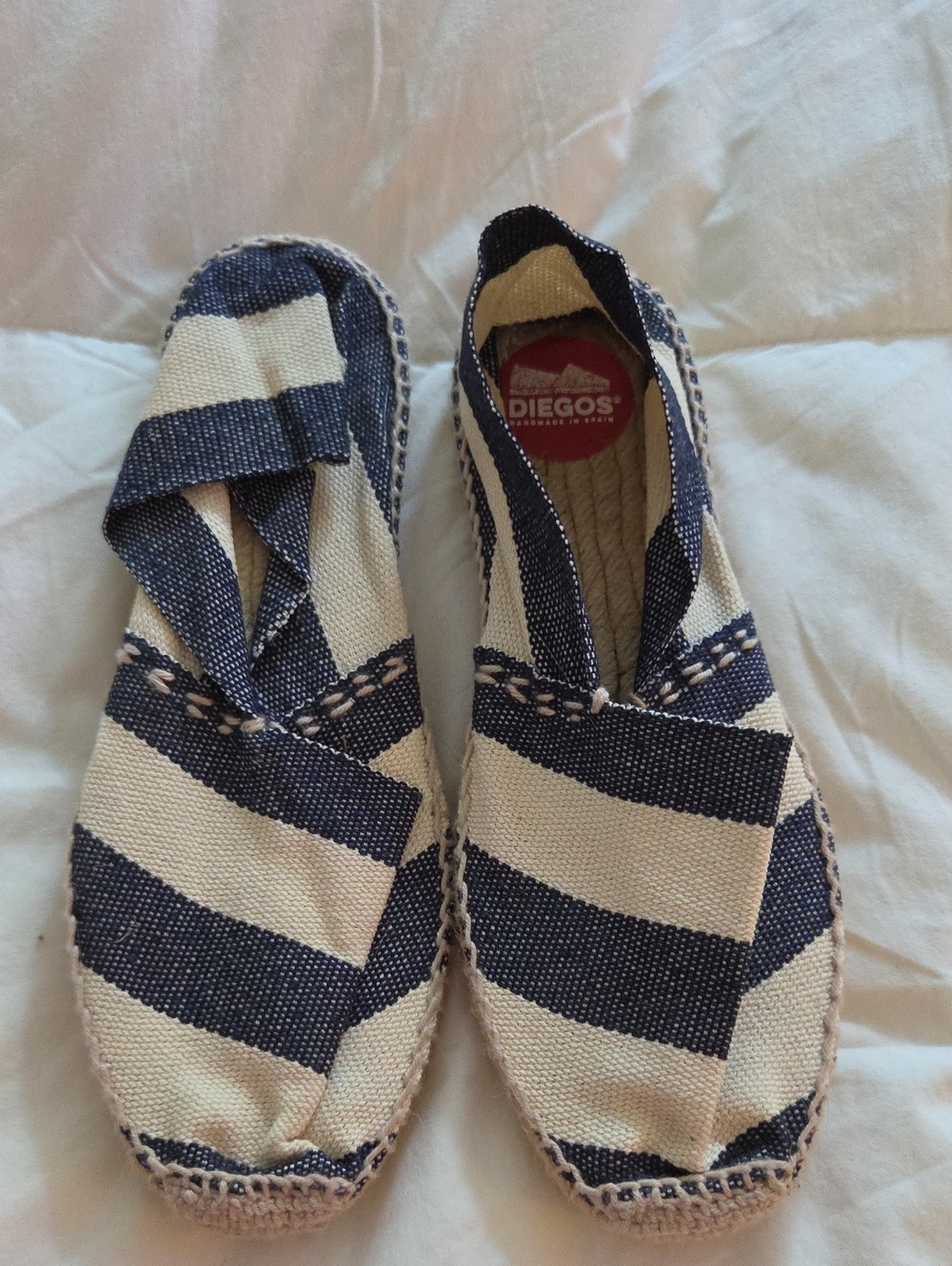 Diegos Hand Made In Spain Navy and Cream Striped Women's Espadrilles